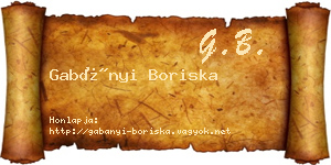 Gabányi Boriska névjegykártya